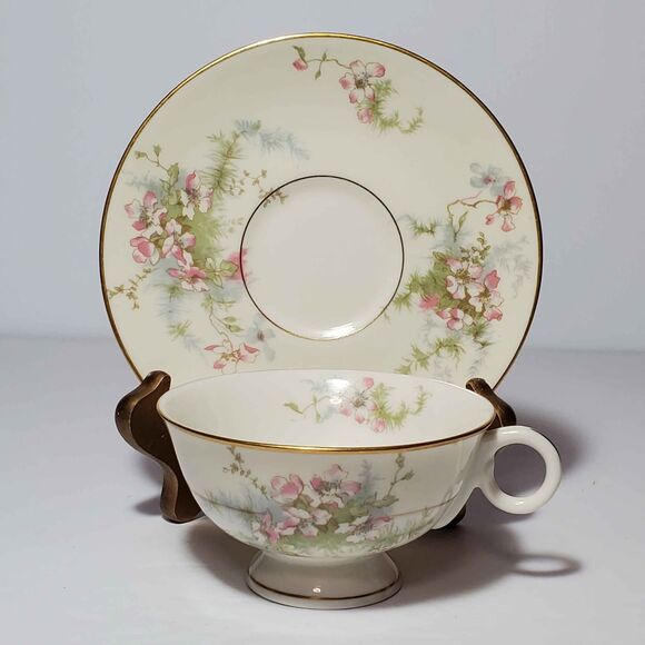 Theodore Haviland Teacup and Saucer Pink Flowers Vintage - Picture 10 of 10